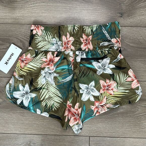 Hurley 2.5” High Waist Vintage Palm Pine Grove Print Swim Boardshorts Size XS - Picture 3 of 12